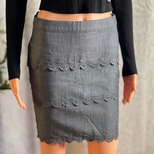 NWT Banana Republic Scalloped Mini Skirt Gray Tailored Officecore Chic‎ Size 2